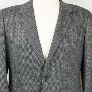 GORGEOUS Oxxford Clothes Crown Cashmere Gray Herringbone Sport Coat Blazer 42L